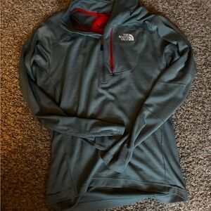 The North Face Greenish Gray Pullover with orange Highlights